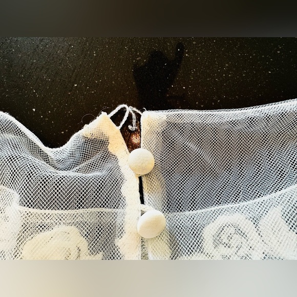 NWT cap sleeve chiffon a-line with floral applique SIZE 6, color: soft w… - Picture 8 of 13